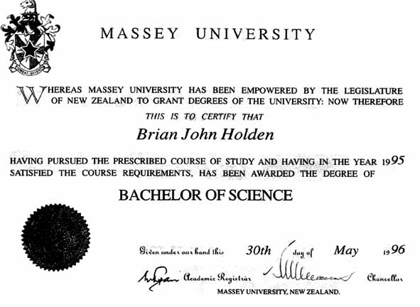 Bachelor of Science Degree - Massey University 